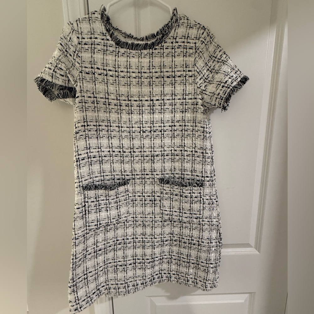 Chic Black and White Tweed Dress